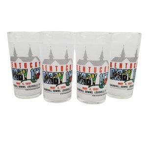 Vtg 1991 Set of 4 Kentucky Derby 117 Churchill Downs Triple Crown Winner Glasses